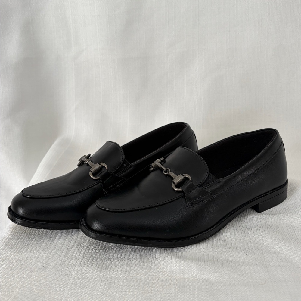 Mix No.6 Boys Black Horsebit Loafers Dress Shoes Size 2W Wide Excellent(B137) - Picture 4 of 9